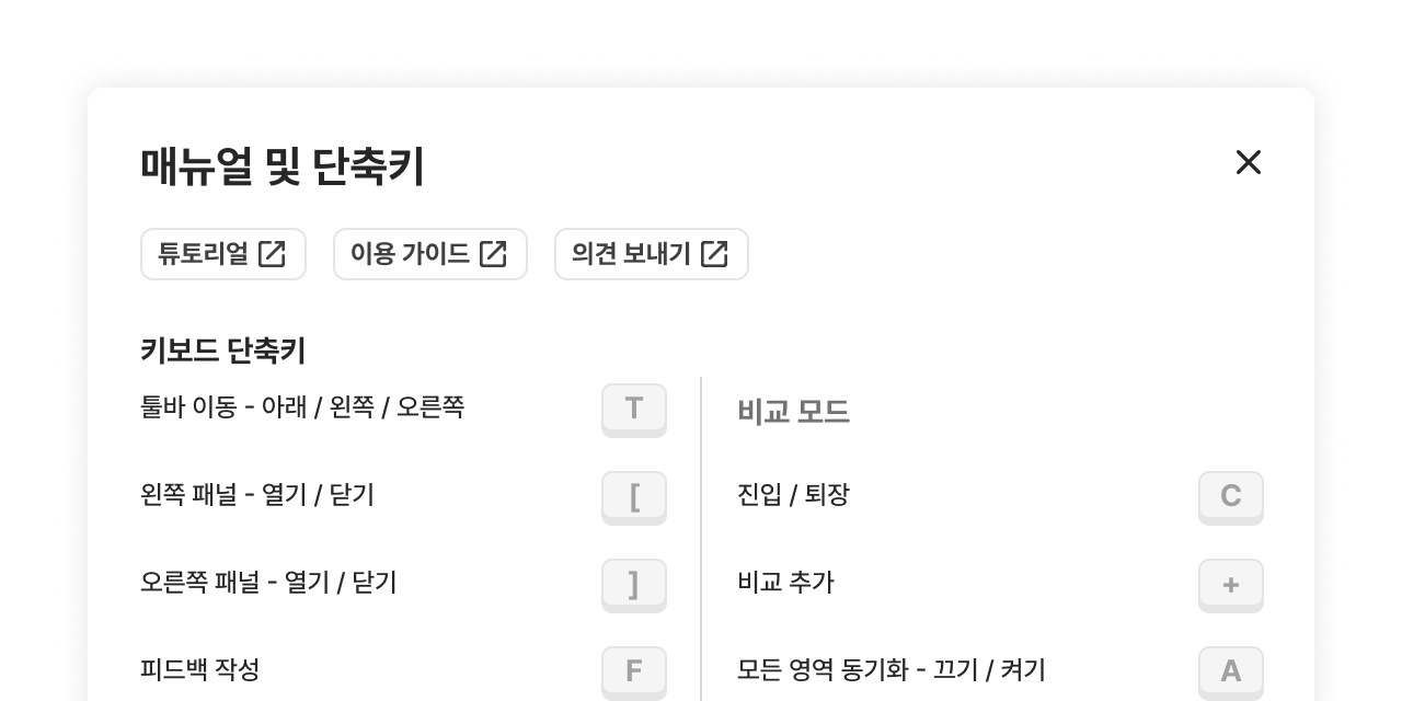 단축키를 통한 빠른 동작